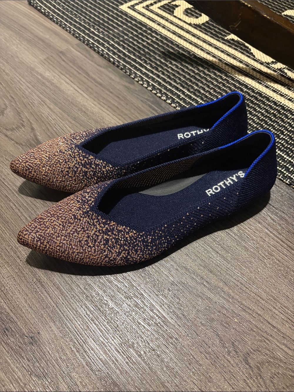 Rothy's Point II Limited Edition Midnight Metallic Flats - Size 8 - Picture 2 of 6